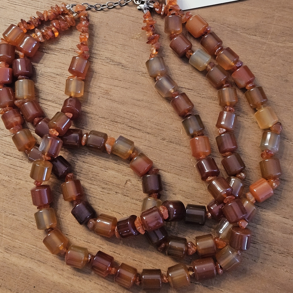 Barse natural stone necklace sterling silver chain NWT
